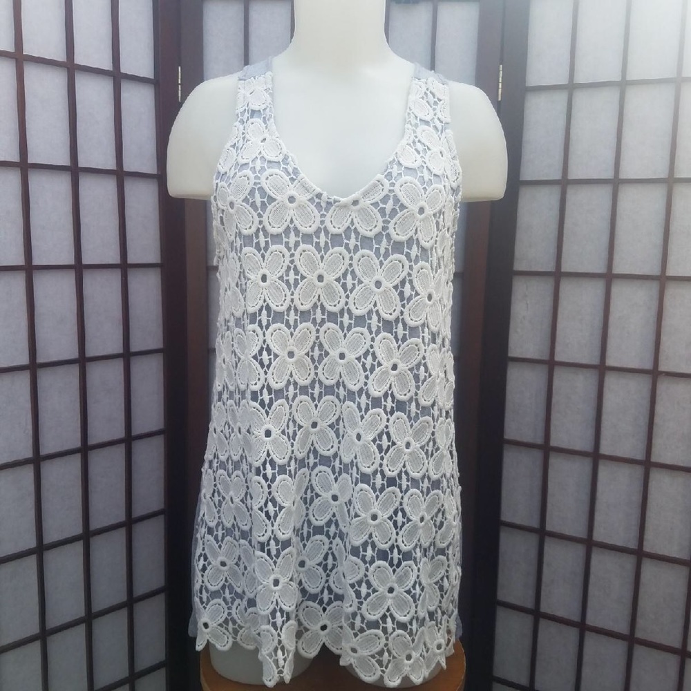 MIAMI GRAY AND WHITE TANK TOP SIZE L